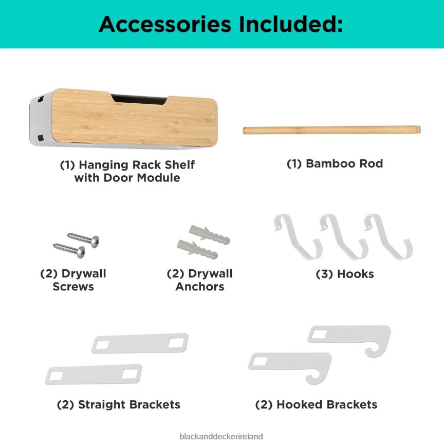 BLACK+DECKER White Hanging/Magnetic Rack System-Shelf W/Door 2TNNR2126 Home & Lifestyle