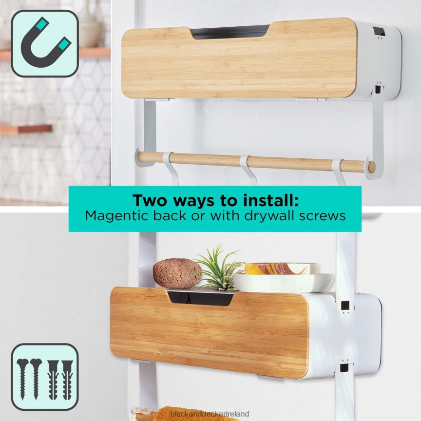 BLACK+DECKER White Hanging/Magnetic Rack System-Shelf W/Door 2TNNR2126 Home & Lifestyle