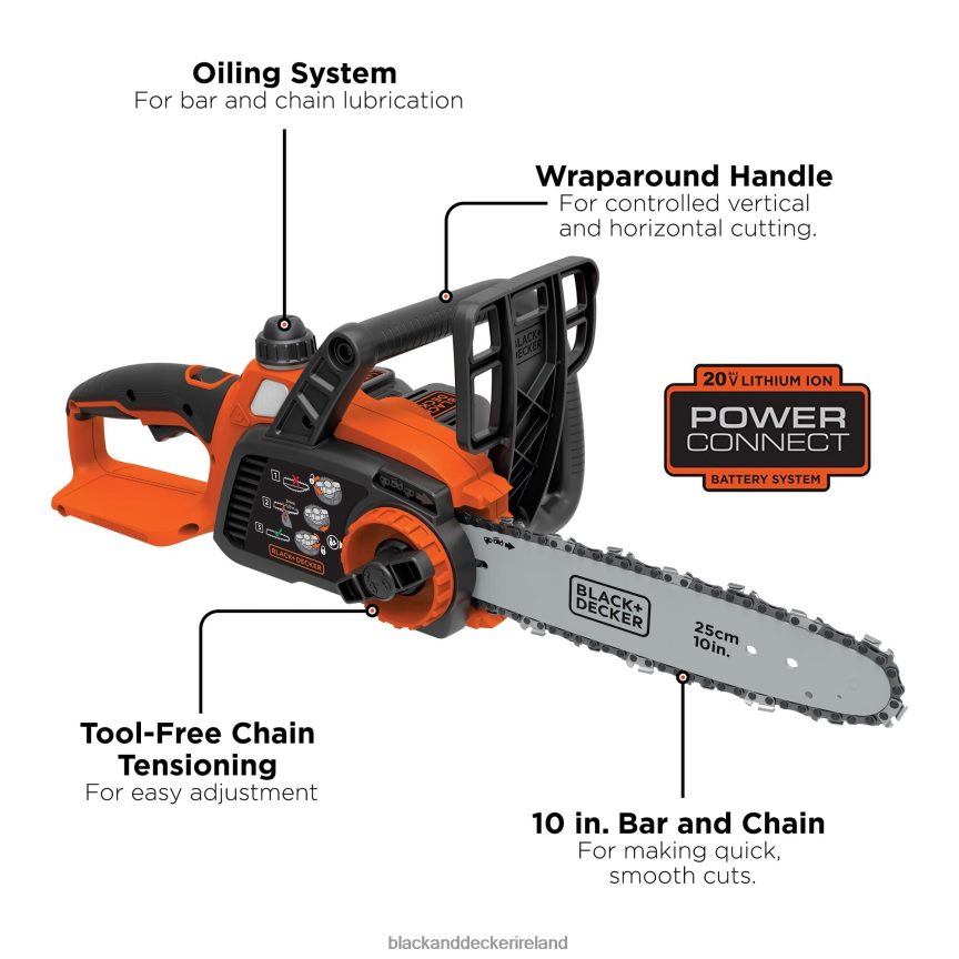 BLACK+DECKER 20V MAX Cordless Chainsaw 10-Inch (Tool Only) 2TNNR2389 Outdoor