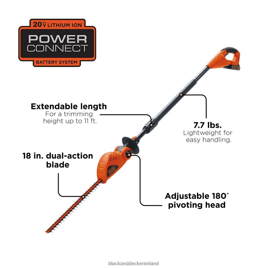 BLACK+DECKER 20V MAX Cordless Pole Hedge Trimmer 18-Inch 2TNNR2397 Outdoor