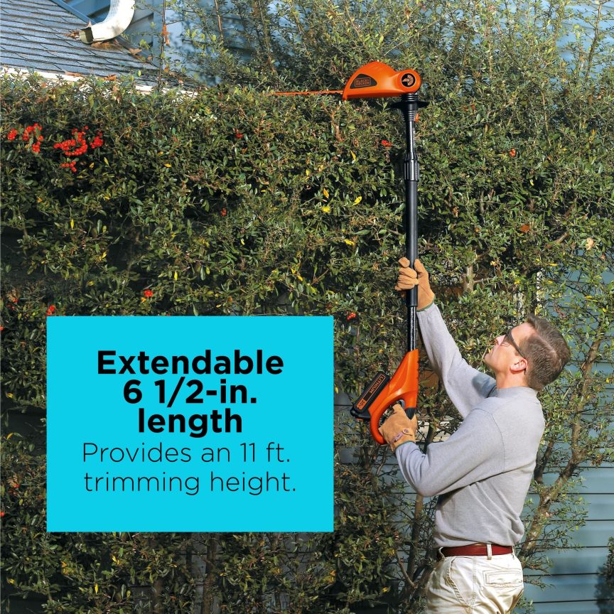 BLACK+DECKER 20V MAX Cordless Pole Hedge Trimmer 18-Inch 2TNNR2397 Outdoor