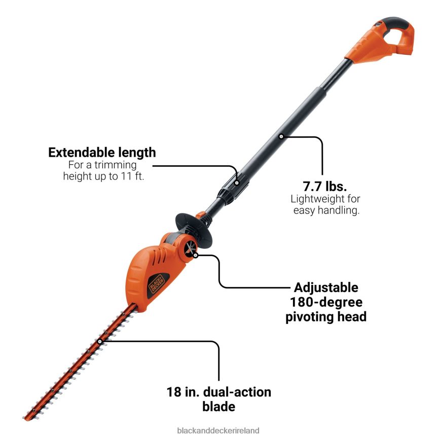 BLACK+DECKER 20V MAX POWERCONNECT 18 in. Cordless Pole Hedge Trimmer Tool Only 2TNNR2400 Outdoor