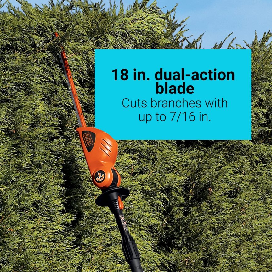 BLACK+DECKER 20V MAX POWERCONNECT 18 in. Cordless Pole Hedge Trimmer Tool Only 2TNNR2400 Outdoor