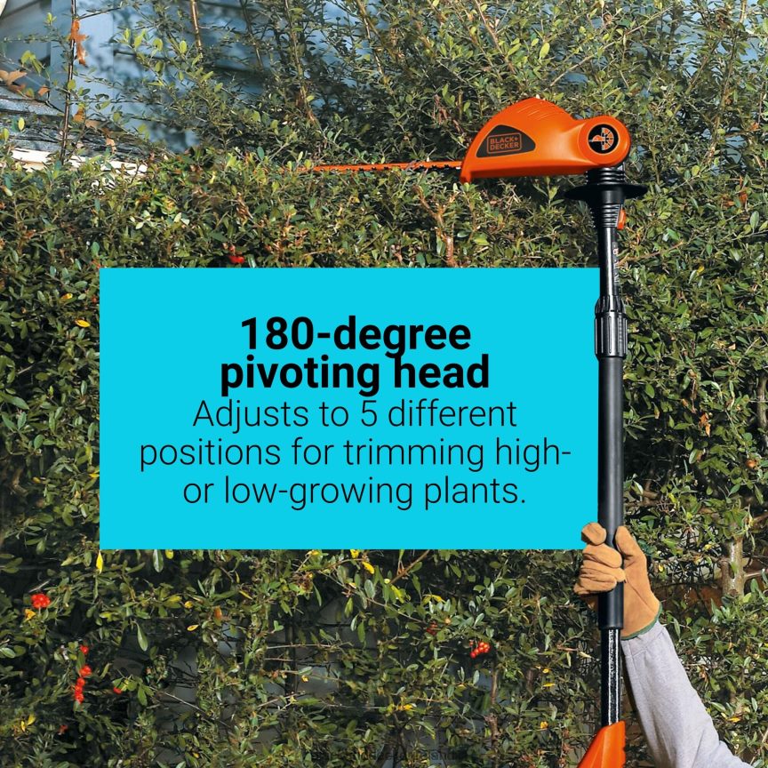 BLACK+DECKER 20V MAX POWERCONNECT 18 in. Cordless Pole Hedge Trimmer Tool Only 2TNNR2400 Outdoor