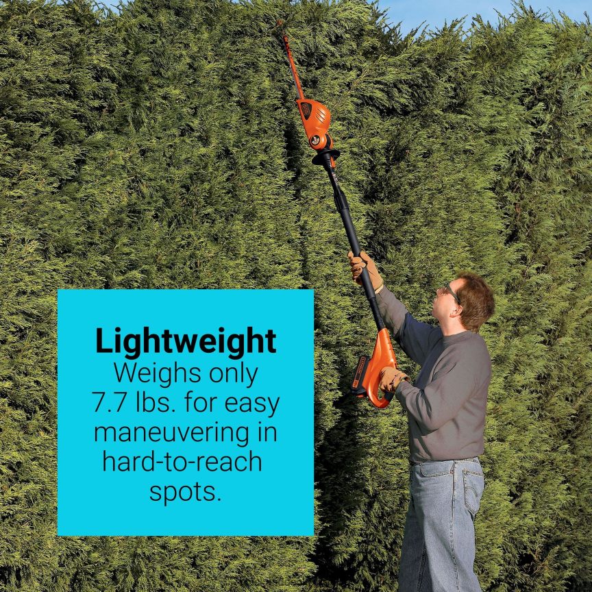 BLACK+DECKER 20V MAX POWERCONNECT 18 in. Cordless Pole Hedge Trimmer Tool Only 2TNNR2400 Outdoor