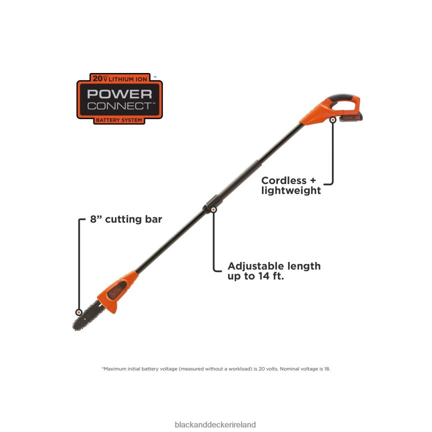 BLACK+DECKER 20V MAX Pole Saw 8-Inch Cordless 2TNNR2395 Outdoor
