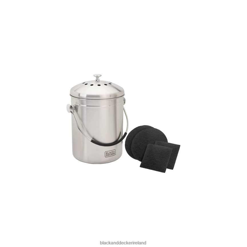 BLACK+DECKER Countertop Compost Bin Stainless Steel 166 oz. 2TNNR2409 Outdoor