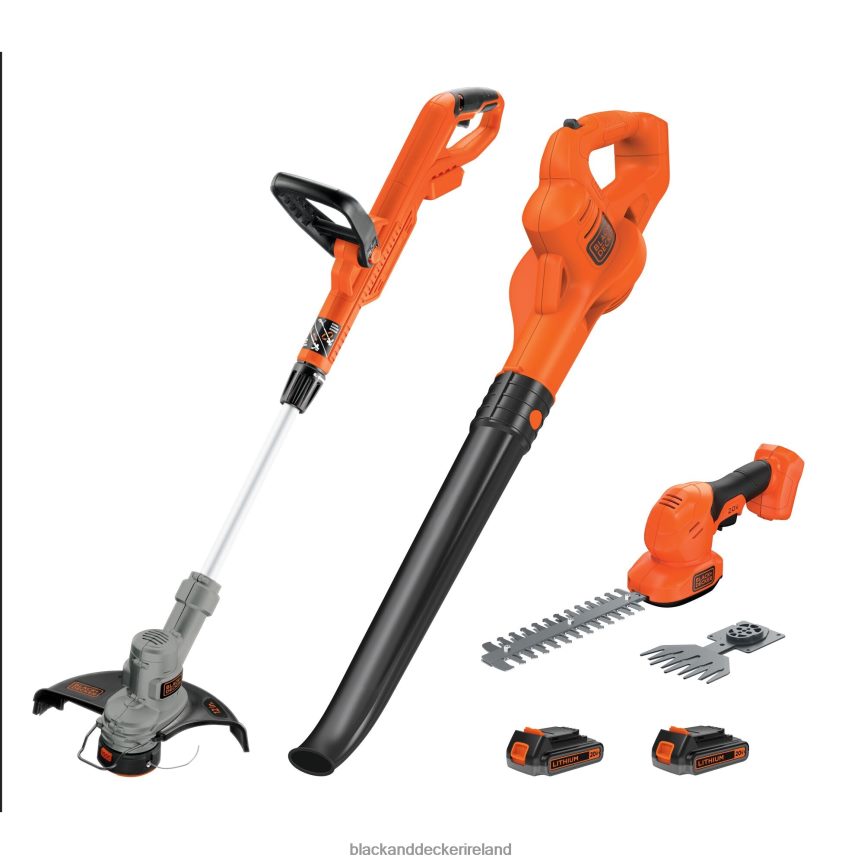 BLACK+DECKER 20V MAX Cordless Combo Kit String/Hedge Trimmer and Sweeper 2 Batteries and Charger Included Orange 2TNNR2455 Outdoor