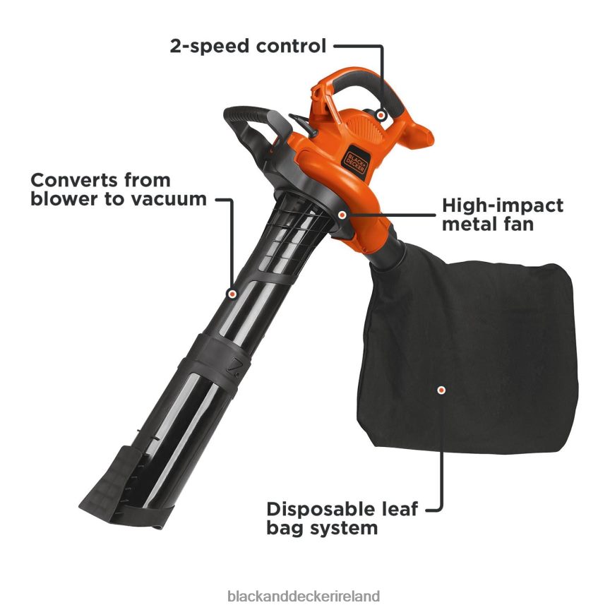 BLACK+DECKER Leaf Blower & Leaf Vacuum 3-in-1 12-Amp 250-MPH 400-CFM 2TNNR2448 Outdoor