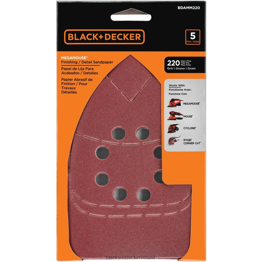 BLACK+DECKER 220G Mega MOUSE Sandpaper 5-Pack 2TNNR2643 Tools