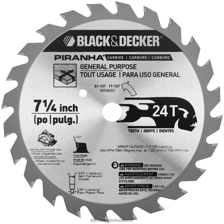 BLACK+DECKER 7-1/4 Bulk PIRANHA 24T Saw Blade 2TNNR2666 Tools